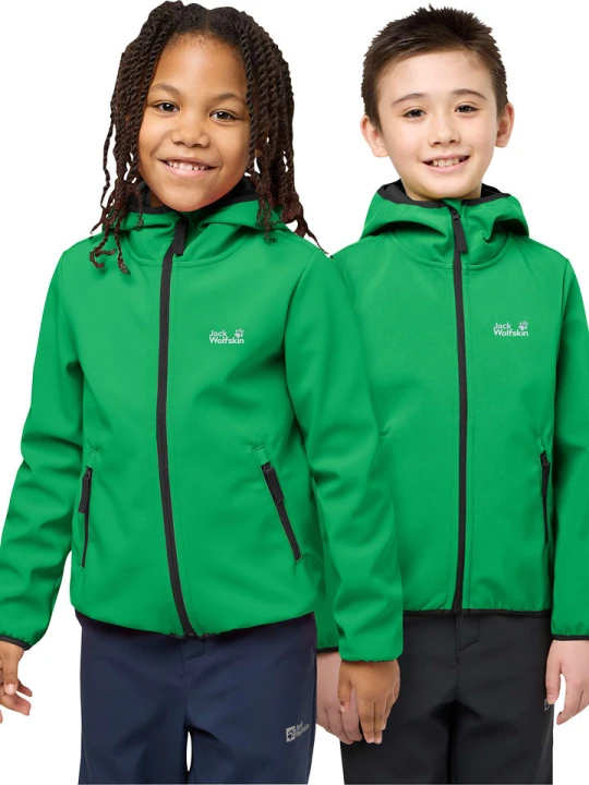 Zdjęcie produktu Jack Wolfskin Kurtka softshellowa "Fourwinds" w kolorze zielonym rozmiar: 116