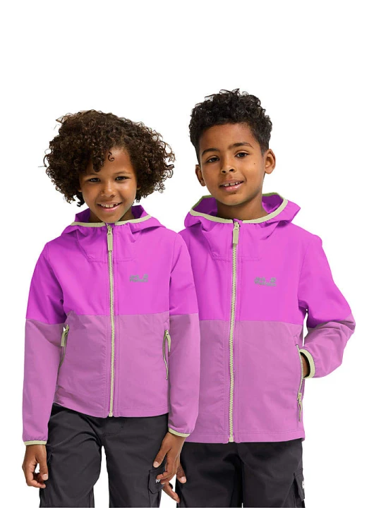 Zdjęcie produktu Jack Wolfskin Kurtka softshellowa "Sandbird" w kolorze fioletowym rozmiar: 152