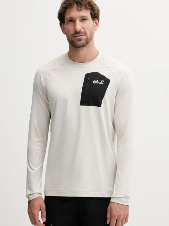 Zdjęcie produktu Jack Wolfskin longsleeve sportowy PRELIGHT beżowy