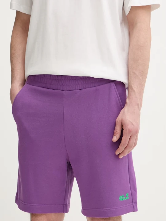 Zdjęcie produktu Jack Wolfskin szorty sportowe męskie bawełniane Celebrate The Paw fioletowy