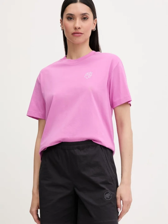Zdjęcie produktu Jack Wolfskin t-shirt damski bawełniany Celebrate The Paw różowy