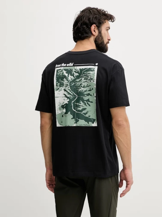Zdjęcie produktu Jack Wolfskin t-shirt męski bawełniany Confident czarny