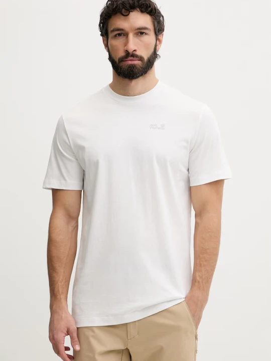 Zdjęcie produktu Jack Wolfskin t-shirt męski bawełniany Essential biały