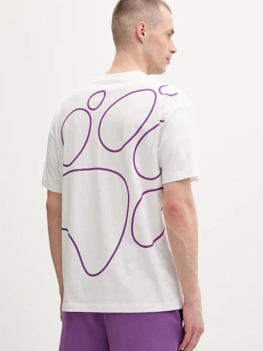 Zdjęcie produktu Jack Wolfskin t-shirt treningowy męski bawełniany Celebrate The Paw biały