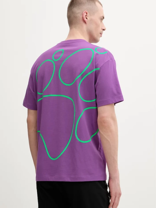Zdjęcie produktu Jack Wolfskin t-shirt treningowy męski bawełniany Celebrate The Paw fioletowy