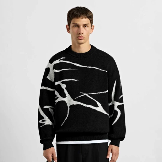 Zdjęcie produktu Jacquard Knit Sweater Burocs czarny