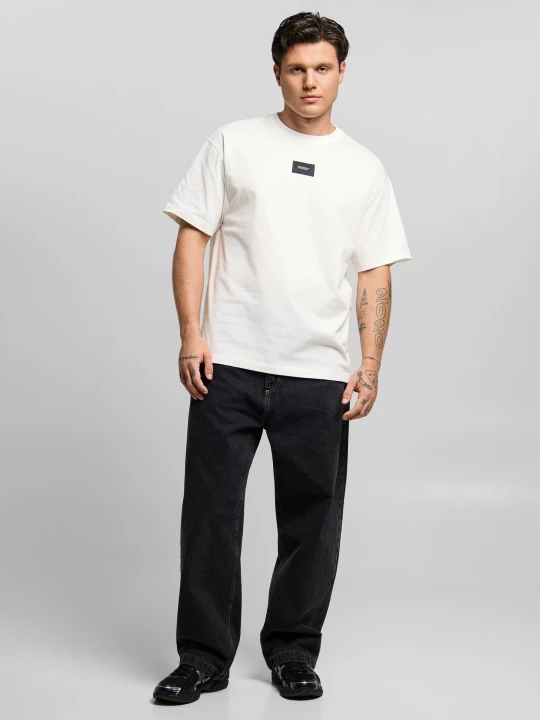 Zdjęcie produktu Jacquard t-shirt oversize bawełniany męski biały PROSTO.