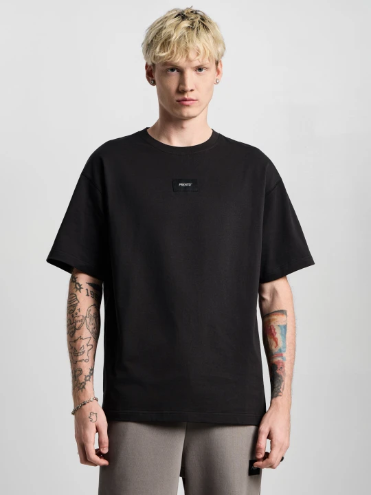 Zdjęcie produktu Jacquard t-shirt oversize bawełniany męski czarny PROSTO.