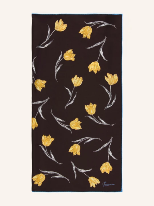 Zdjęcie produktu Jacquemus Jedwabna Chusta Le Foulard Tulipe schwarz czarny