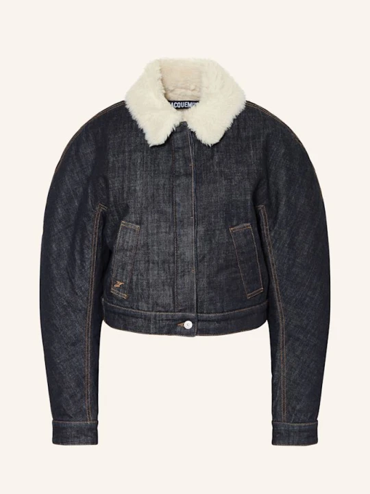 Zdjęcie produktu Jacquemus Kurtka Jeansowa Le Bomber De-Nîmes Ovalo Ze Sztucznym Futrem blau
