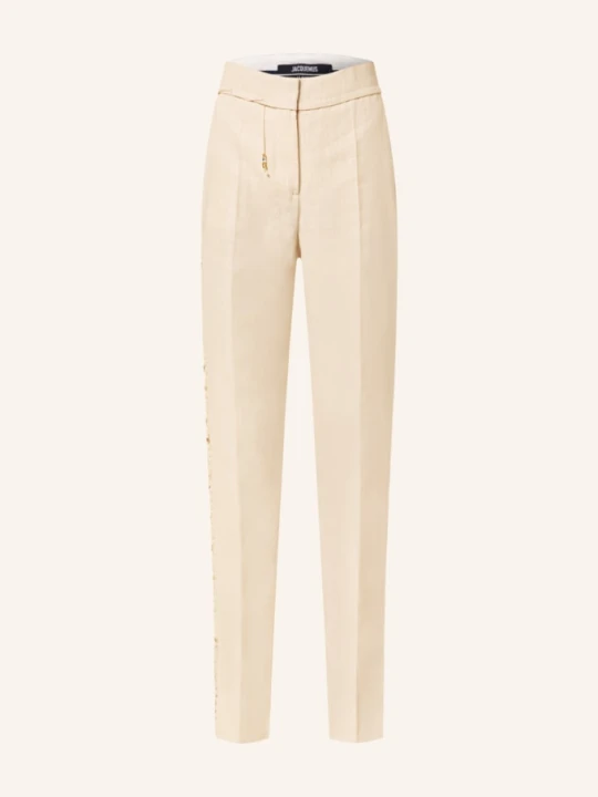 Zdjęcie produktu Jacquemus Spodnie Le Pantalon Tibau Brode Z Lnem weiss KREMOWY