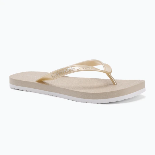 Zdjęcie produktu Japonki damskie Calvin Klein YW0YW01720 Thong+ Tpu Metallic eggshell / bright white Beżowy