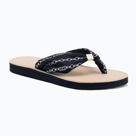 Zdjęcie produktu Japonki damskie Tommy Hilfiger Chain Print Elevated Sandal space blue Granatowy