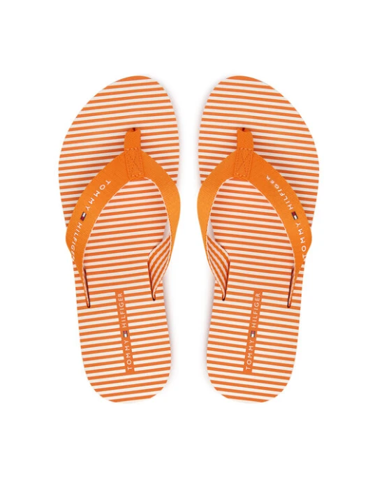 Zdjęcie produktu Japonki Tommy Hilfiger Th Ithaca Stripe Summer Sandal FW0FW09192 Pomarańczowy