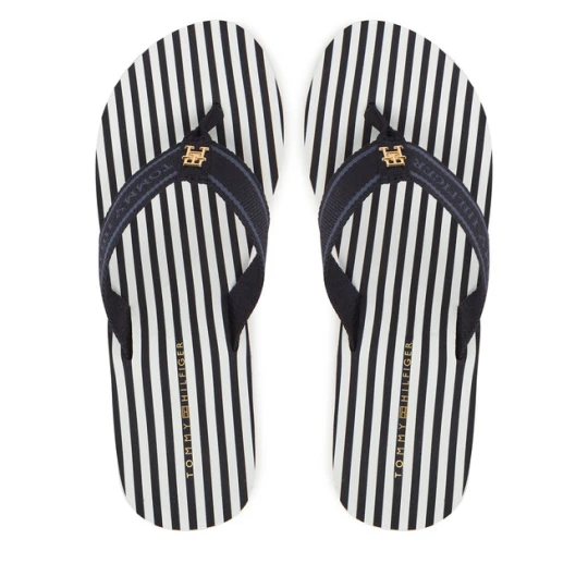Zdjęcie produktu Japonki Tommy Hilfiger Th Stripes Wedge Beach Sandal FW0FW08521 Niebieski