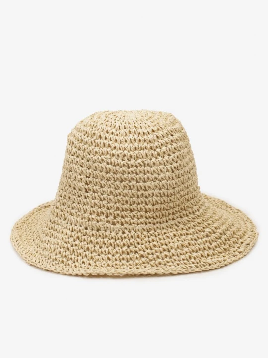 Zdjęcie produktu Jasnobeżowy Kapelusz z Plecionki w Stylu Bucket Hat Suai