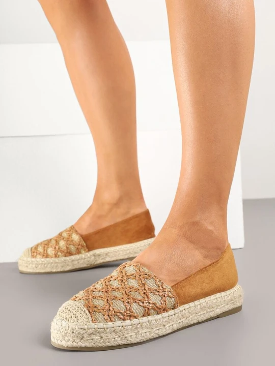 Zdjęcie produktu Jasnobrązowe Espadryle z Plecionym Sznurkiem i Geometrycznym Wzorem Sdivira Milas91 Brązowy