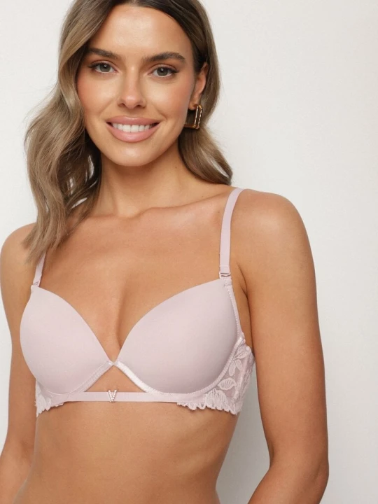 Zdjęcie produktu Jasnofioletowy Biustonosz Push-Up z Koronkowym Paskiem Sarolin Love Magnolia