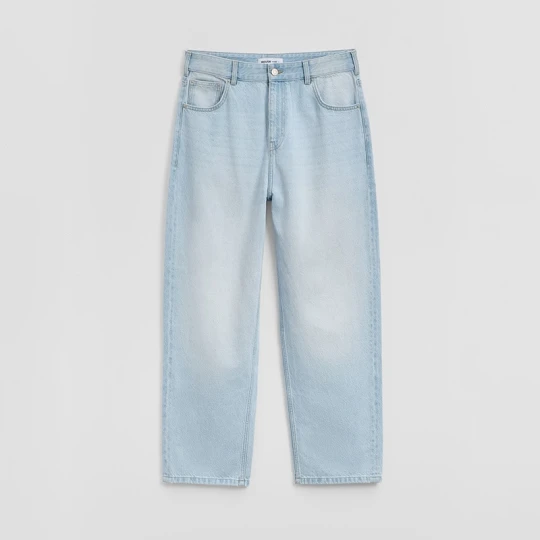 Zdjęcie produktu Jasnoszare jeansy baggy z efektem sprania House niebieski