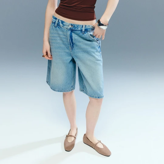 Zdjęcie produktu Jasnoniebieskie jeansowe szorty bermudy baggy fit House