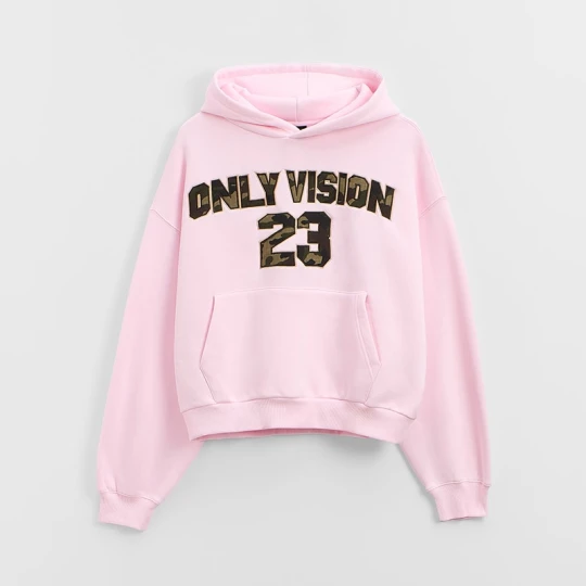 Zdjęcie produktu Jasnoróżowa bluza z nadrukiem Only Vision z motywem camo House pastelowy różowy