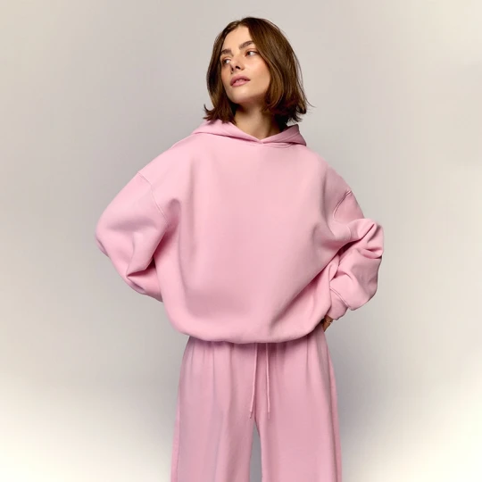 Zdjęcie produktu Jasnoróżowa gładka bluza bombka House pastelowy różowy