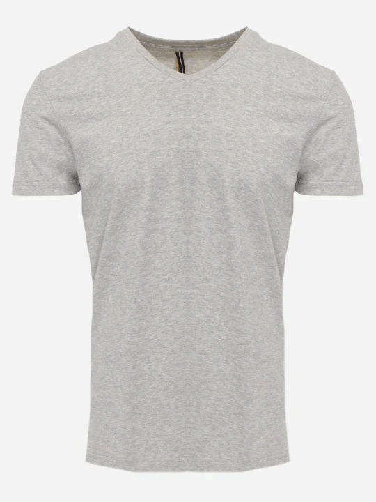 Zdjęcie produktu Jasnoszara Koszulka T-shirt z Bawełny z Dekoltem w Serek Rionisse Szary
