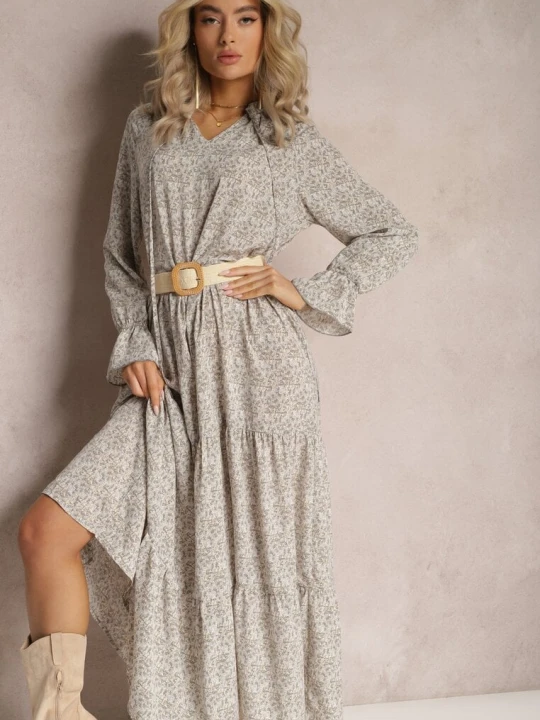 Zdjęcie produktu Jasnoszara Sukienka Callinele R&f Fashion Szary