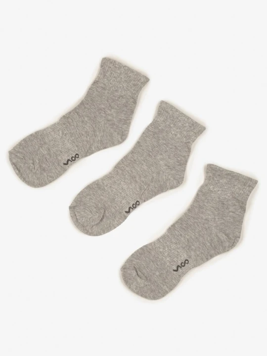 Zdjęcie produktu Jasnoszare Bawełniane Skarpety za Kostkę 3 Pack Foliane Vico Szary