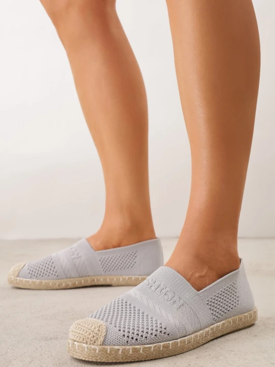 Zdjęcie produktu Jasnoszare Espadryle z Plecioną Cholewką przed Kostkę Mokosa Szary
