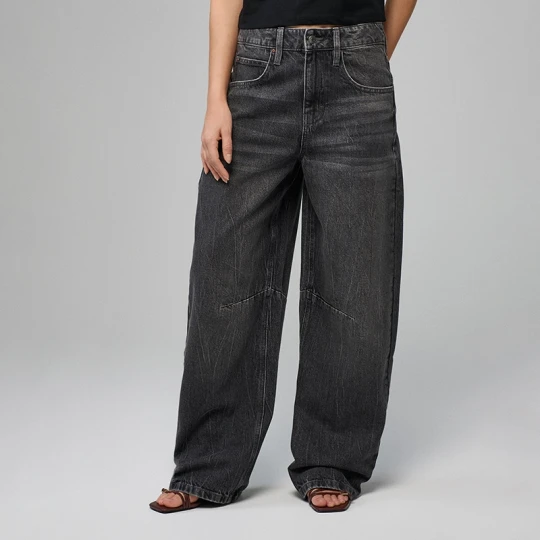Zdjęcie produktu Jasnoszare jeansy baggy barrel fit z regulacją na tyle House szary