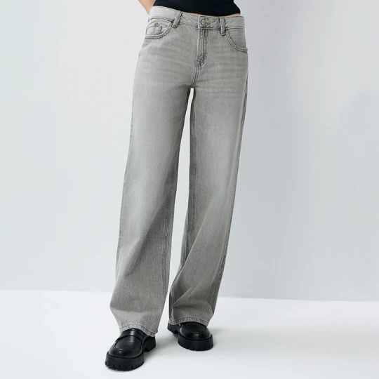 Zdjęcie produktu Jasnoszare jeansy wide leg z niskim stanem House jasnoszary