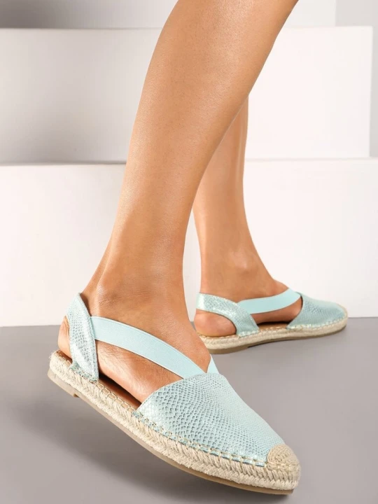 Zdjęcie produktu Jasnozielone Espadryle z Ekoskóry na Płaskiej Podeszwie Cecilas Zielony