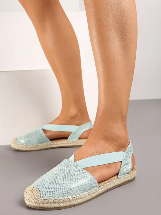 Zdjęcie produktu Jasnozielone Płaskie Espadryle z Imitacji Skóry Wialla Zielony