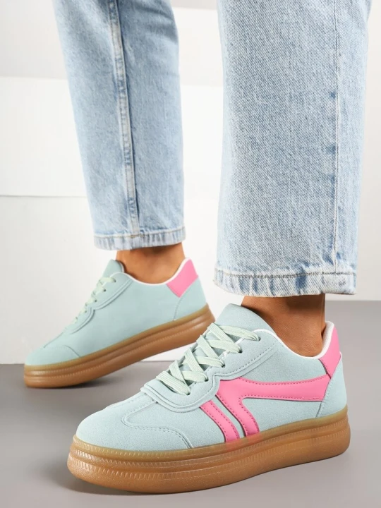 Zdjęcie produktu Jasnozielone Sneakersy w Stylu Kultowych Tenisówek z Ozdobnymi Przeszyciami Alanithra Givana Zielony