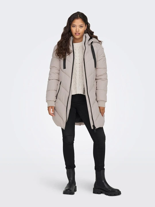 Zdjęcie produktu JDY Płaszcz pikowany "SKYLAR PADDED HOOD" w kolorze beżowym rozmiar: S