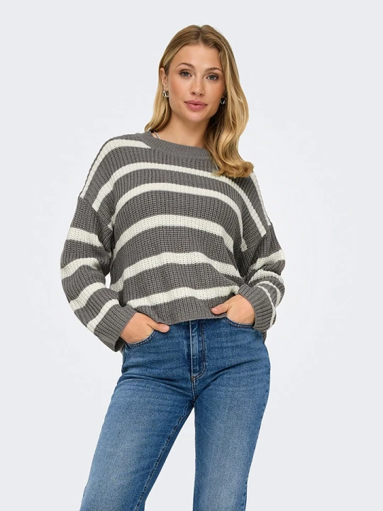 Zdjęcie produktu JDY Sweter "Justy" w kolorze szaro-białym rozmiar: XL