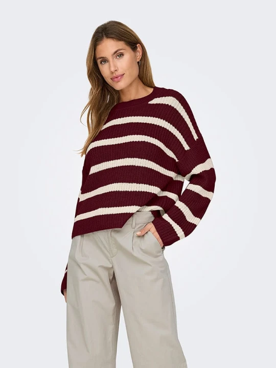 Zdjęcie produktu JDY Sweter w kolorze bordowo-białym rozmiar: XL