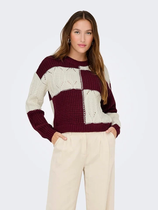 Zdjęcie produktu JDY Sweter w kolorze bordowo-białym rozmiar: XL
