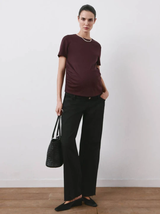 Zdjęcie produktu Jeans ciążowe wide leg black denim - Kobieta - - MANGO