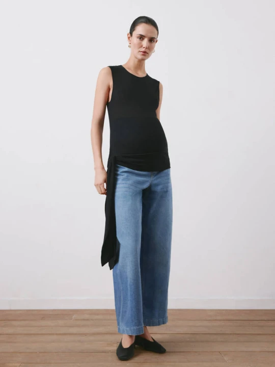 Zdjęcie produktu Jeans ciążowe wide leg średni niebieski - Kobieta - MANGO