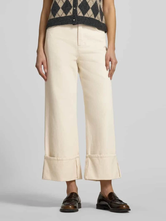 Zdjęcie produktu Jeans o kroju relaxed fit z szerokimi nogawkami z czystej bawełny model 'GESTO' Weekend Max Mara Biały