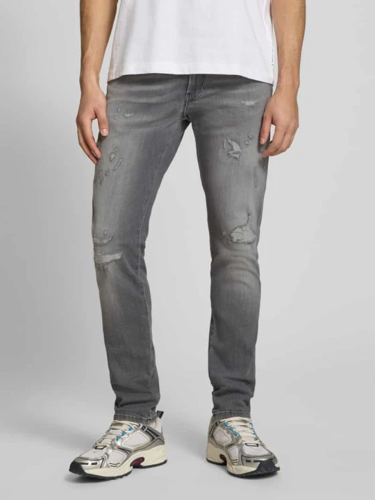 Zdjęcie produktu Jeans o kroju slim fit z przetarciami model 'Anbass' Replay Średnioszary