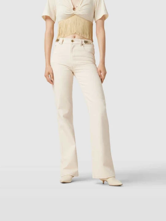 Zdjęcie produktu Jeans o rozkloszowanym kroju z ozdobnymi aplikacjami Paco Rabanne Beżowy