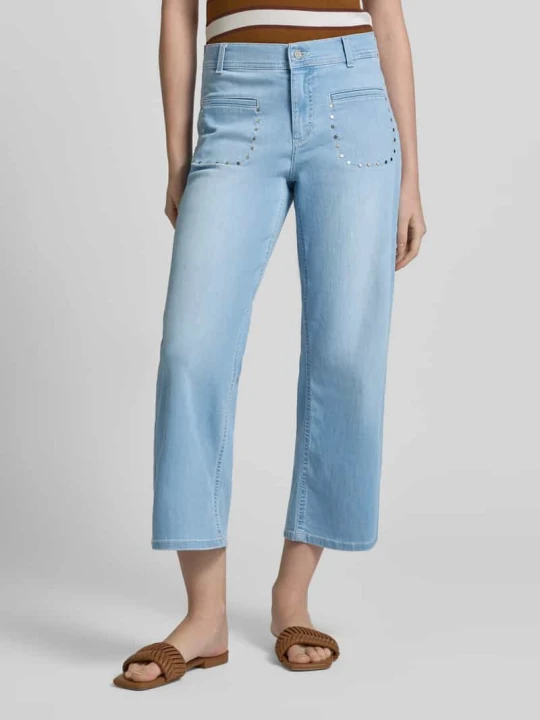 Zdjęcie produktu Jeans w kroju wide fit o skróconym fasonie model 'Linn' Angels Błękitny