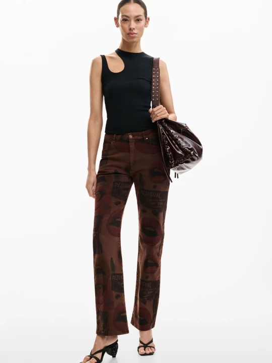 Zdjęcie produktu drukowane jeansy Desigual brązowy