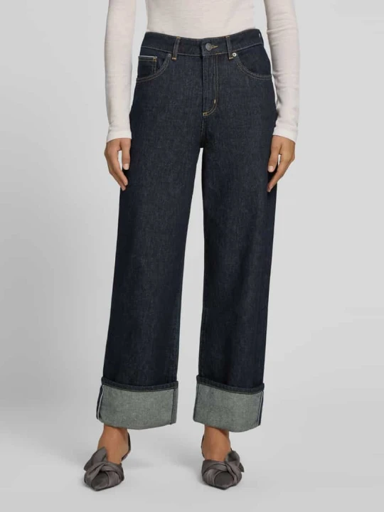 Zdjęcie produktu Jeans z raw denimu z szerokim brzegiem Style Icon Collection Jeansowy niebieski