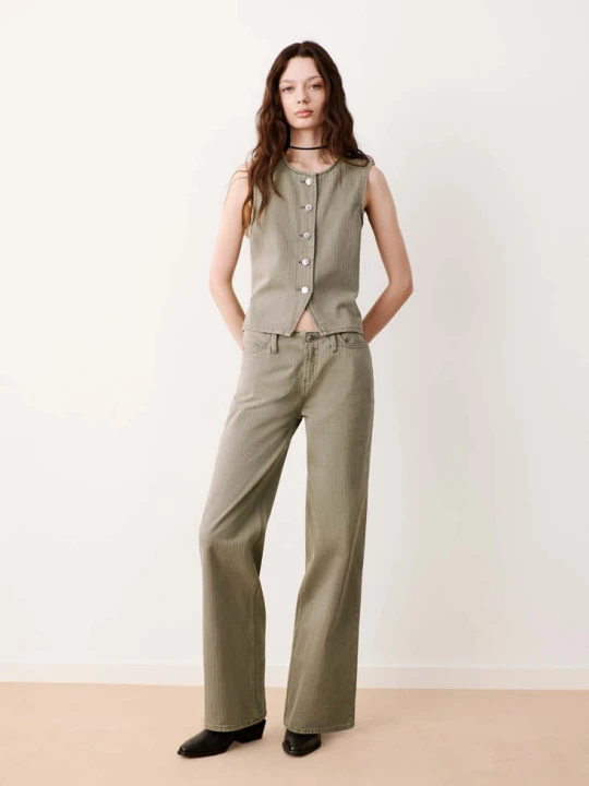 Zdjęcie produktu Jeansowa kamizelka w paski khaki - Teen - MANGO TEEN