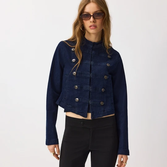Zdjęcie produktu Jeansowa kurtka typu napoleon jacket granatowa House