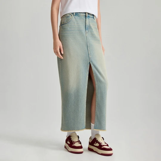 Zdjęcie produktu Jeansowa spódnica maxi jasnoniebieska House niebieski